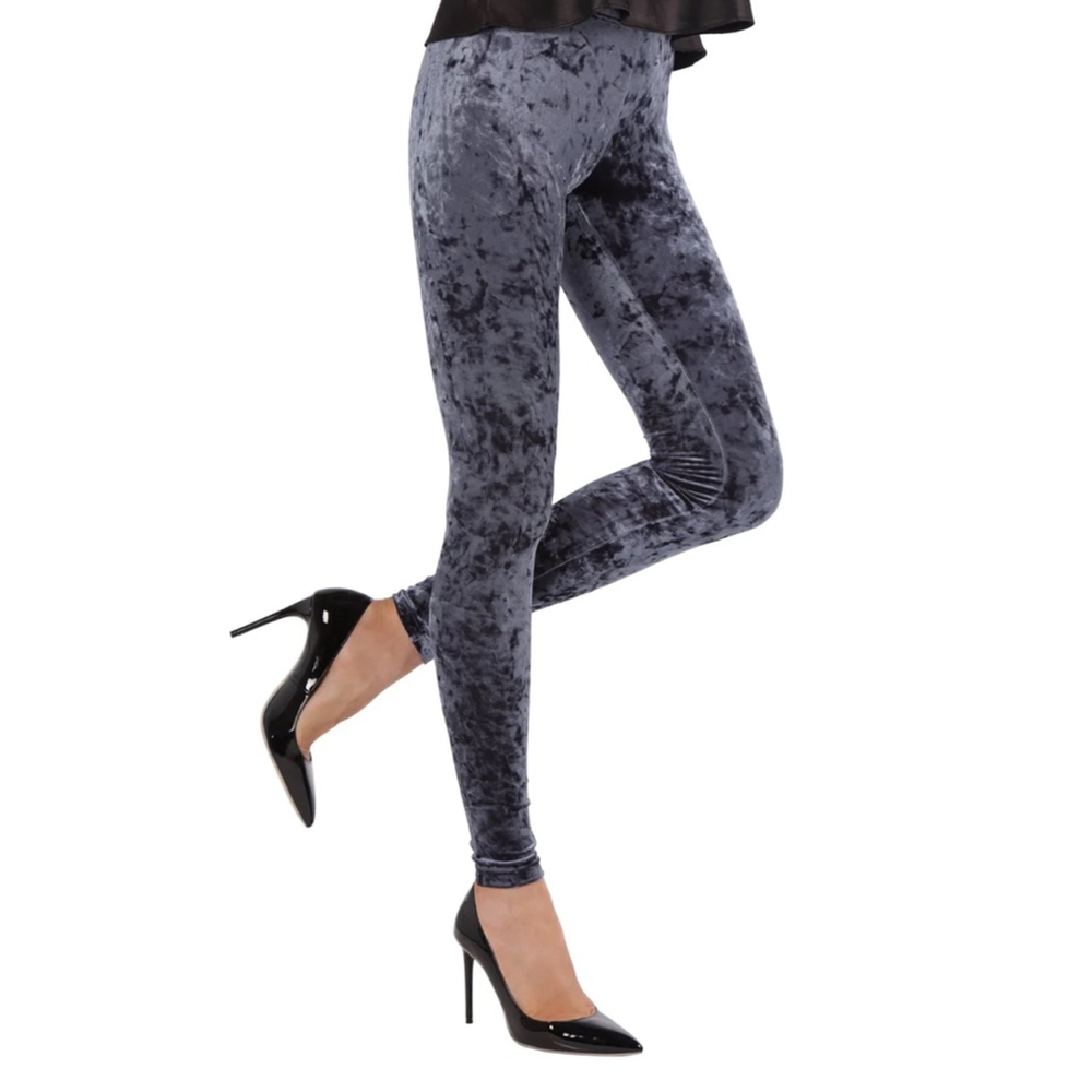 Women MeMoi Leggings S/M Gray Crushed Velvet Fashion
